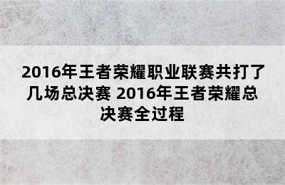 2016年王者荣耀职业联赛共打了几场总决赛 2016年王者荣耀总决赛全过程